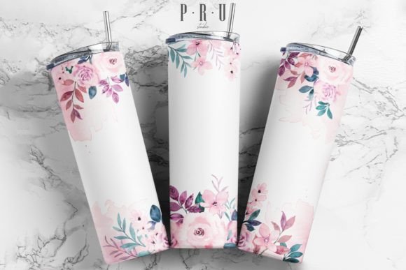 20 Oz Skinny Tumbler Flower Sublimation