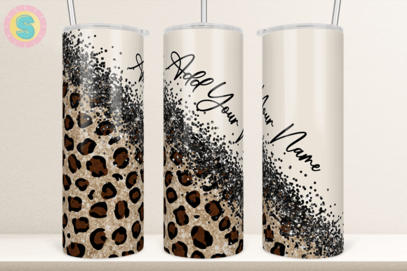 20Oz Leopard Black Glitter Tumbler Wrap