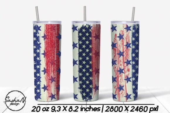 4th of July 20 Oz Skinny Tumbler