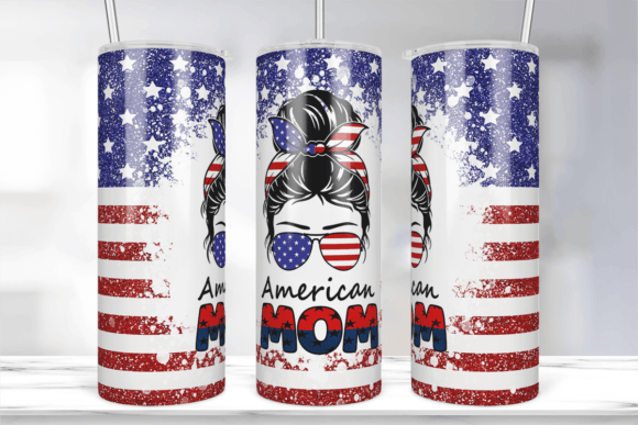 4th of July American Mom Tumbler Wrap