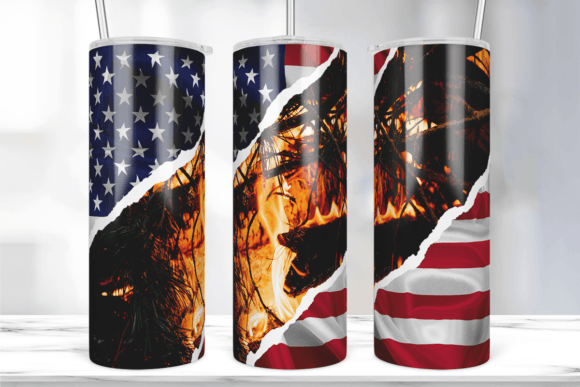 American Flag Camping Tumbler Wrap