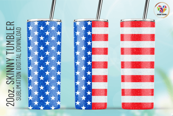 American Flag Glitter 20oz Tumbler Wrap