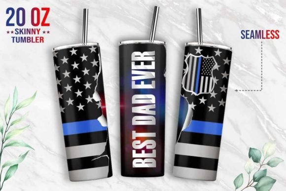 Best Dad Ever Police 20oz Tumbler Wrap