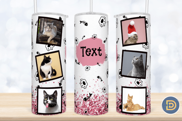 Cat Picture Frame Text Glitter Tumbler