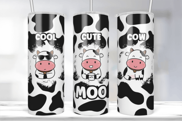 Cool Cute Cow 20Oz Tumbler Wrap PNG