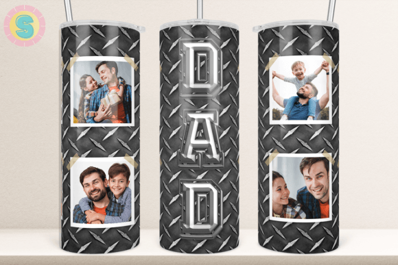 DAD Metal Photo Frame 20Oz Tumbler Wrap