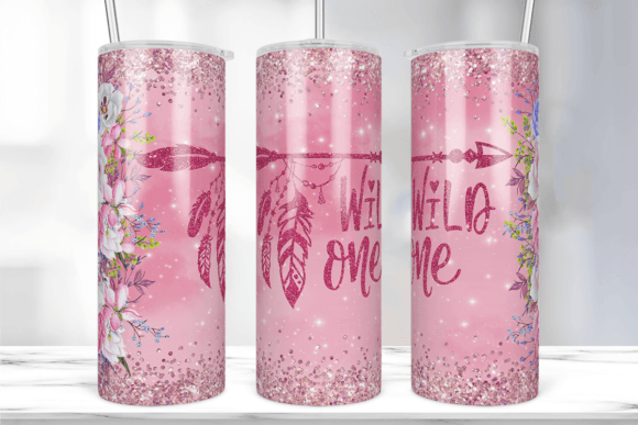 Feathers Arrow Glitter 20 Tumbler Wrap