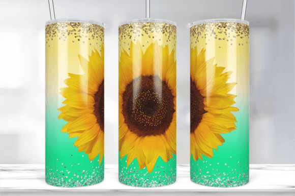 Glitter Sunflower Tumbler Wrap 20 Oz