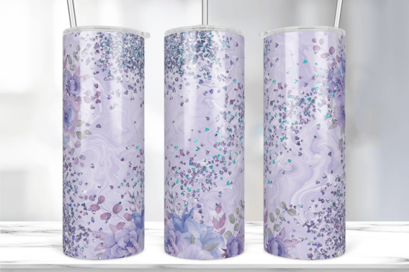 Holographic Glitter Flower Tumbler Wrap