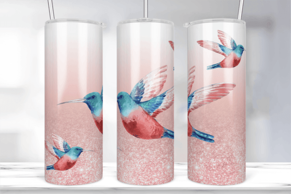 Hummingbird Pink Glitter Tumbler Wrap
