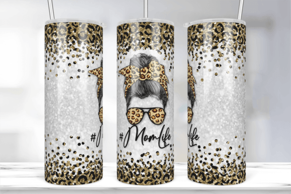 Leopard Glitter Mom Life Tumbler Wrap