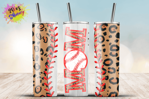 Leopard Softball Mom Tumbler 20oz Wrap