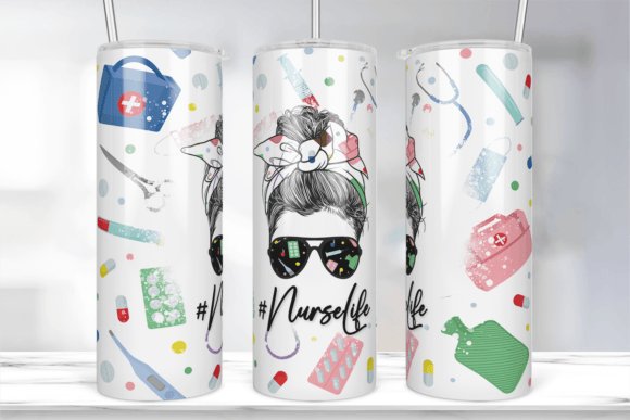 Nurse Life Messy Bun Tumbler Wrap