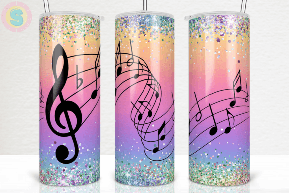 Pastel Music Note 20Oz Tumbler Wrap PNG