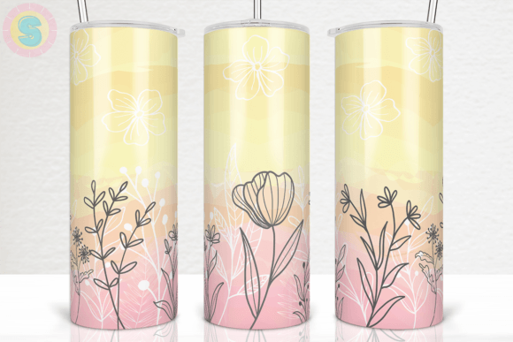 Pastel Watercolor Flower Tumbler Wrap