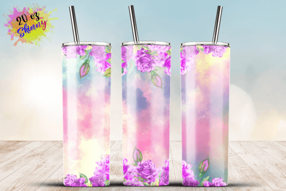 Purple Floral 20oz Skinny Tumbler Wrap