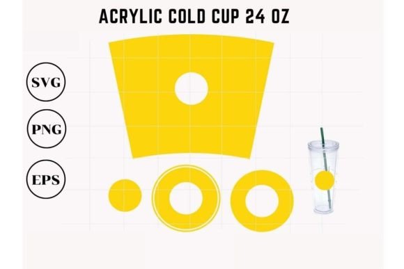 Template Full Wrap Acrylic Cold Cup 24oz