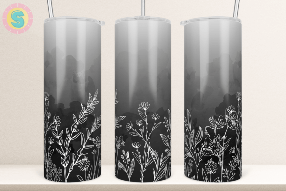 Wild Flower Ombre Black Tumbler Wrap
